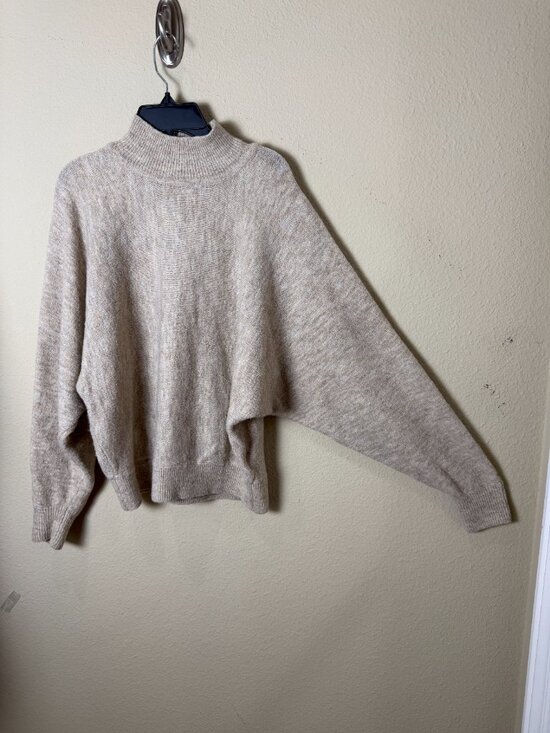 H&M Sweaters - H&M Mock Neck Oatmeal Tan Bat Wing Sweater Neutral Size Small